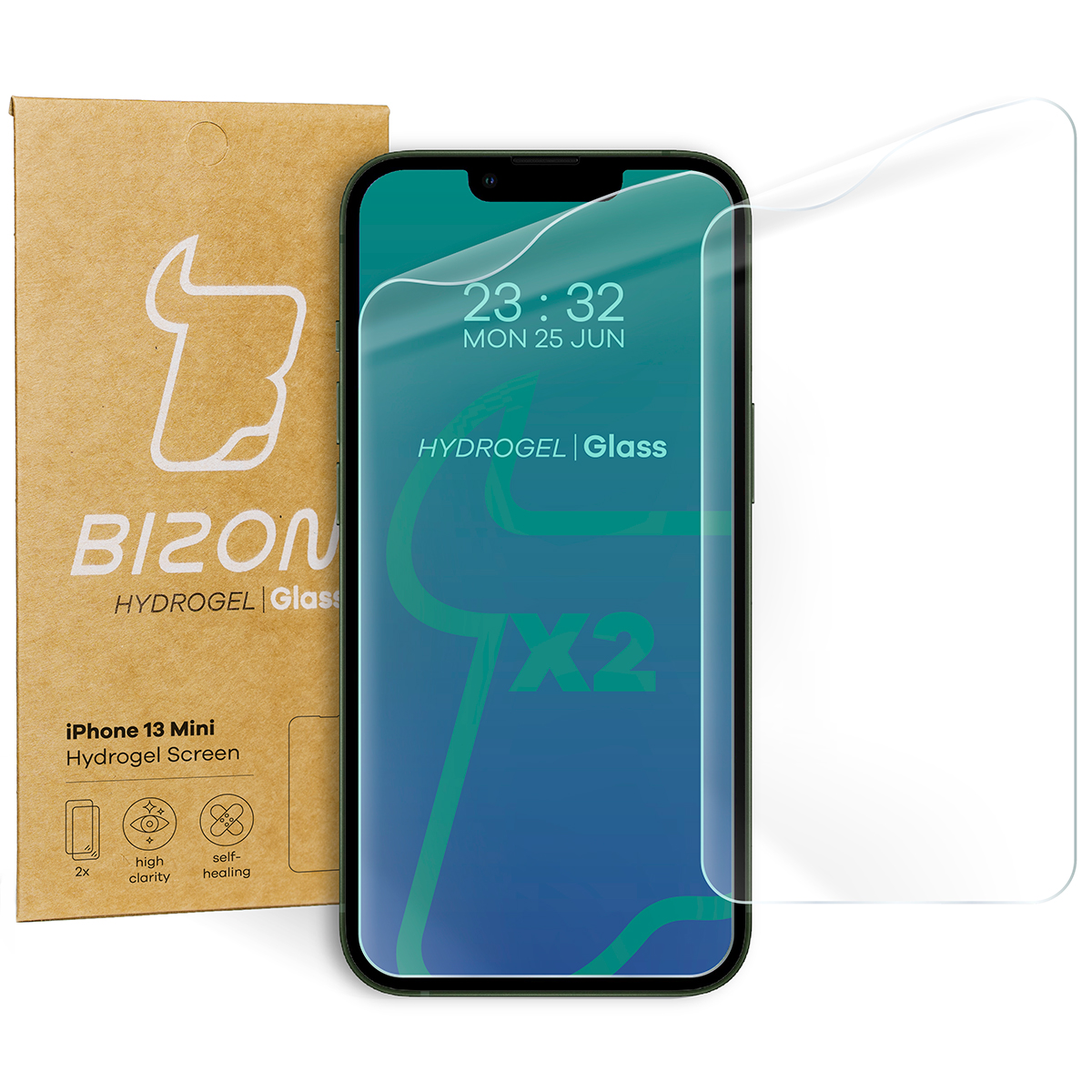 Folia hydrożelowa Bizon Film Hydrogel Front Duo dla iPhone 13 Mini, 2 sztuki